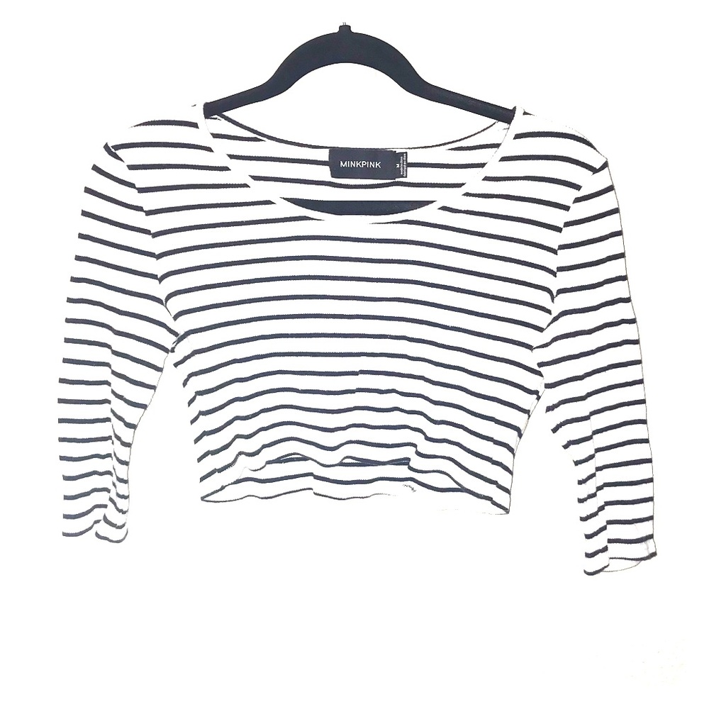 Black and white striped crop top